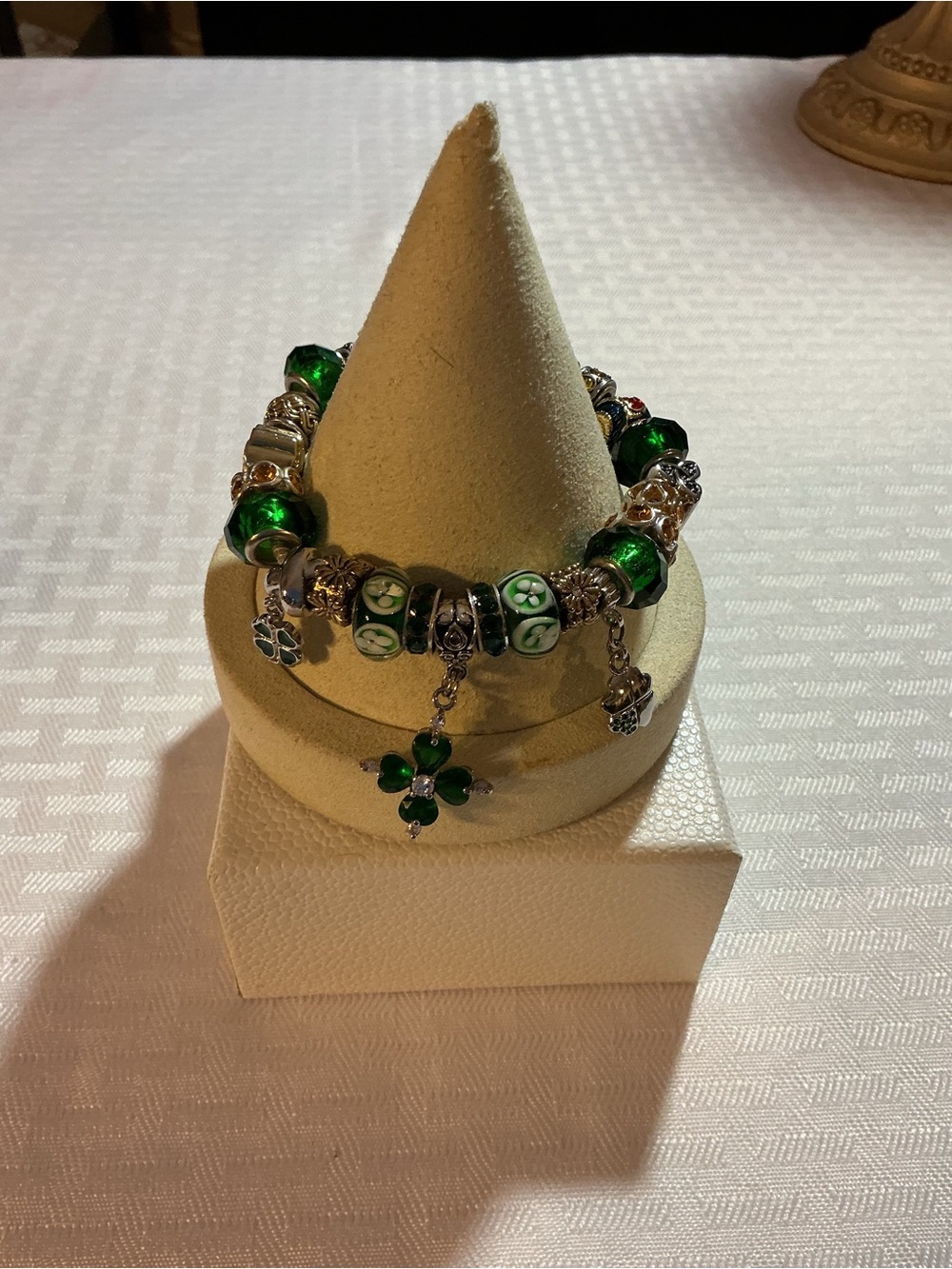 Pandora Green Four Leaf Clover Shamrock Sterling Silver Charm Bracelet